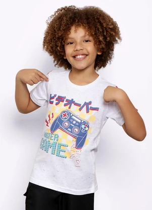 Torra - Camiseta Infantil Botonê Estampada Game Branco - TORRA