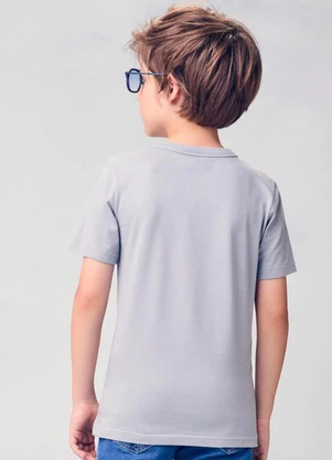 Youccie - Camiseta Infantil com Boné Bordado Cinza - YOUCCIE