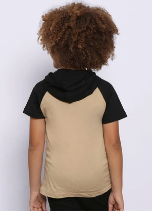 Torra - Camiseta Infantil com Capuz Manga Raglan Bege - TORRA