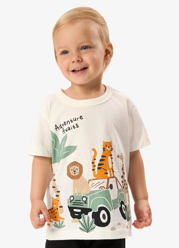 Rovi Kids - Camiseta Infantil com Estampa Bege