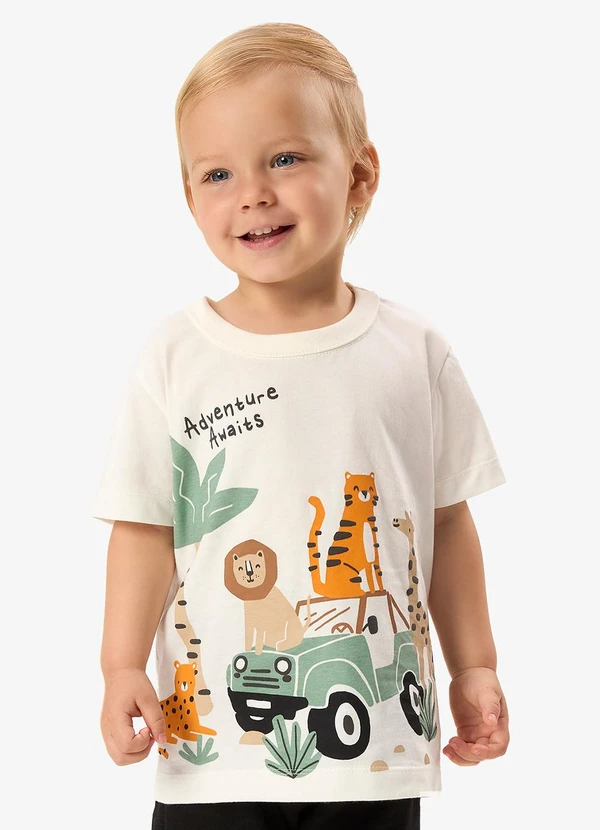 Rovi Kids - Camiseta Infantil com Estampa Bege