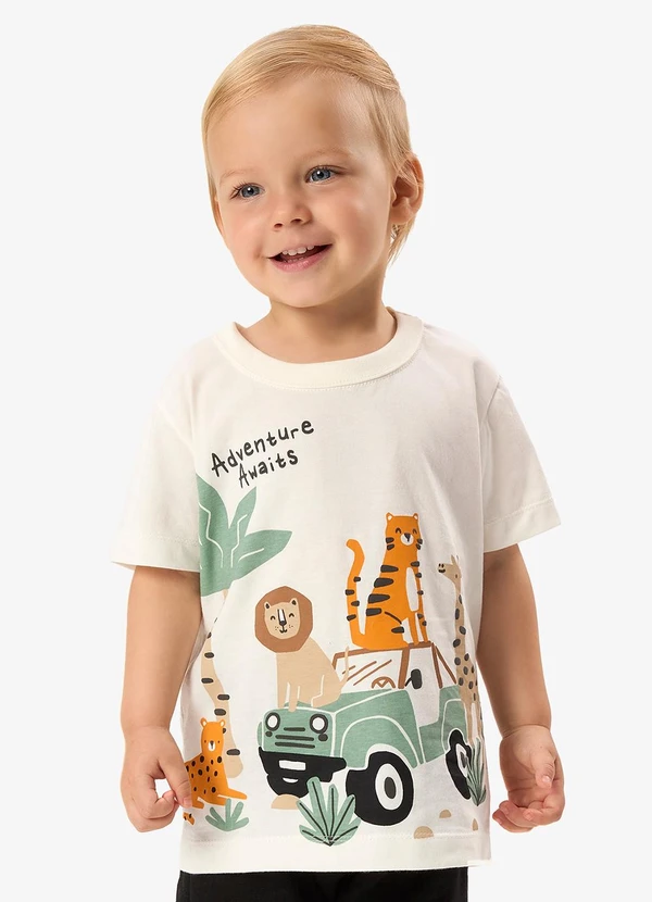 Rovi Kids - Camiseta Infantil com Estampa Bege