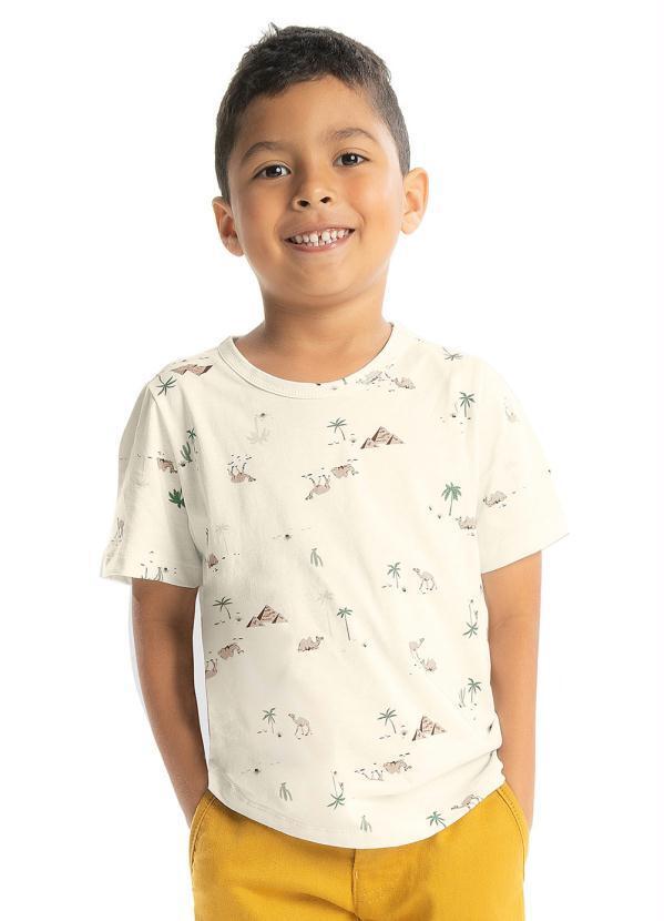 Rovi Kids - Camiseta Infantil Coqueiros Infinita Cor Bege