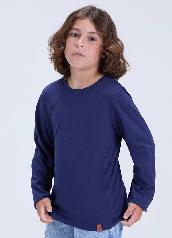 Vida Costeira - Camiseta Infantil de Malha Lisa Avulsa Marinho 2