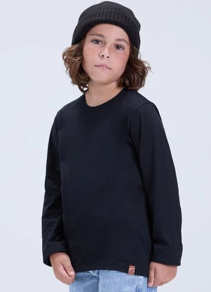 Vida Costeira - Camiseta Infantil de Malha Lisa Avulsa Preto - VIDA COSTEIRA