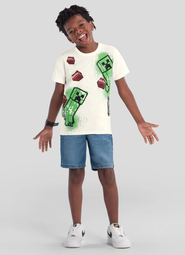 Brandili - Camiseta Infantil do Minecraft em Gel Bege 2