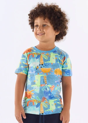 Up Baby - Camiseta Infantil em Algodão Flamê Azul - UP BABY