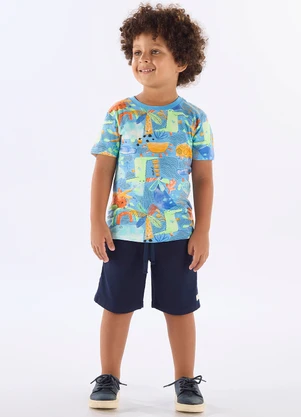 Up Baby - Camiseta Infantil em Algodão Flamê Azul - UP BABY