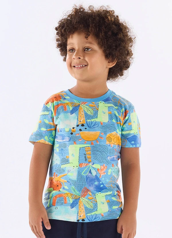 Up Baby - Camiseta Infantil em Algodão Flamê Azul