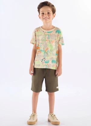 Up Baby - Camiseta Infantil em Algodão Flamê Bege - UP BABY