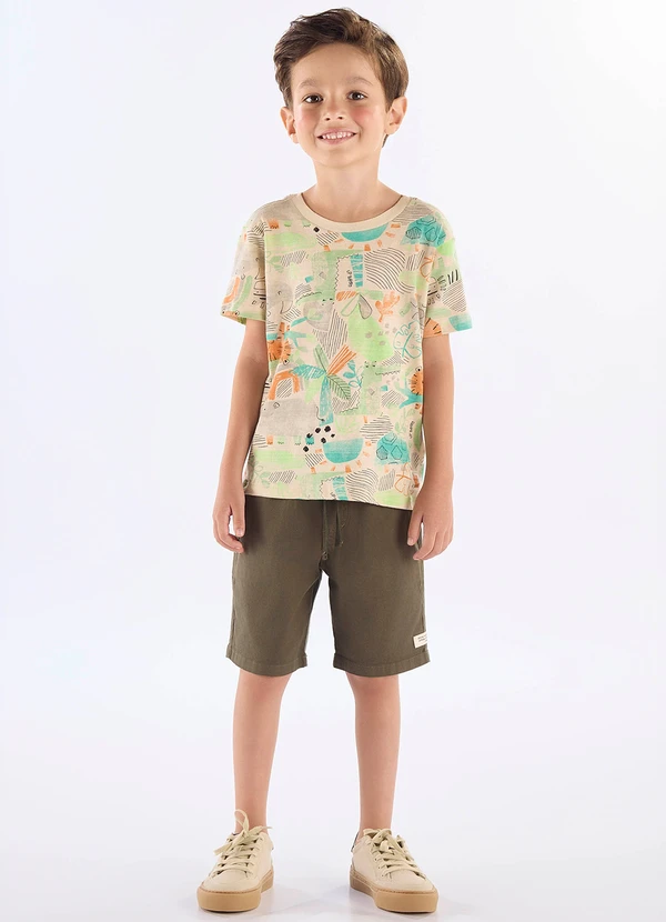 Up Baby - Camiseta Infantil em Algodão Flamê Bege 2