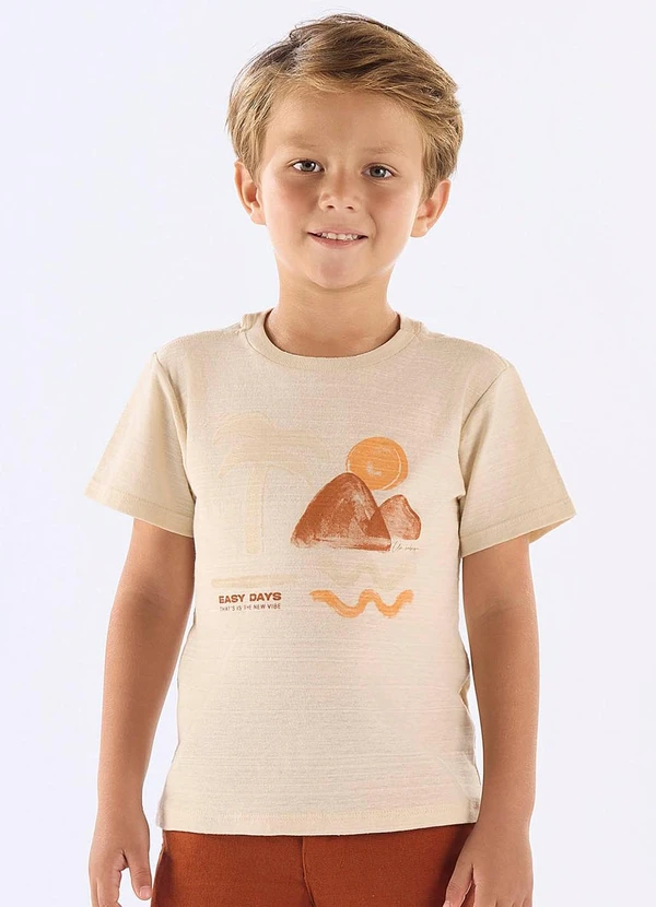 Up Baby - Camiseta Infantil em Algodão Flamê Bege 1