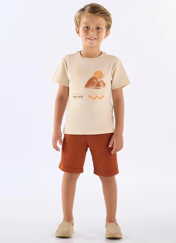 Up Baby - Camiseta Infantil em Algodão Flamê Bege 3