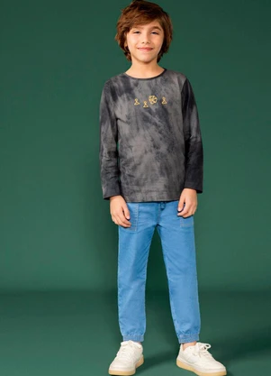 Bugbee - Camiseta Infantil em Malha Raphite Cinza - BUGBEE