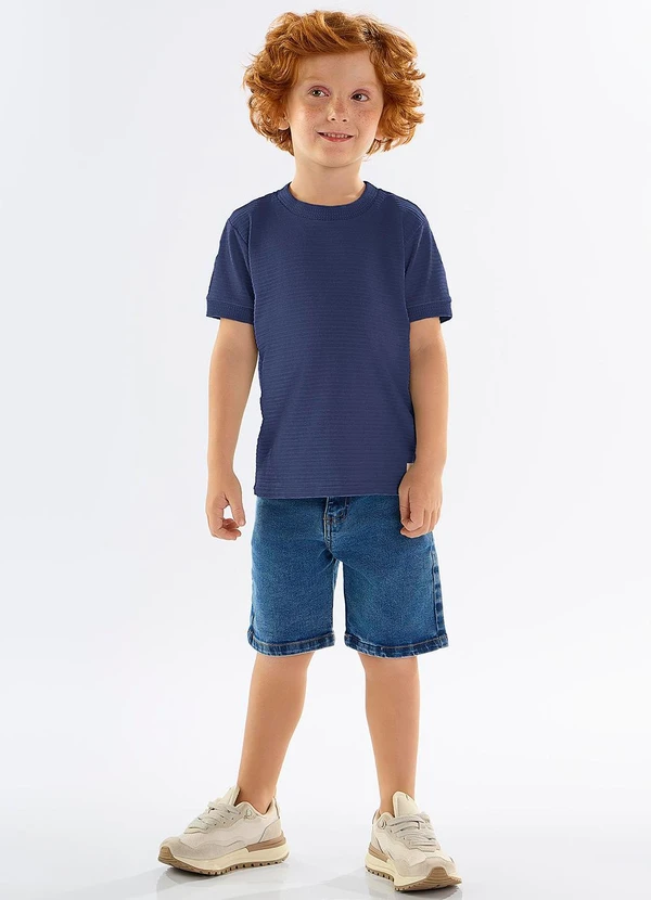 Up Baby - Camiseta Infantil em Malha Relevo Azul 1