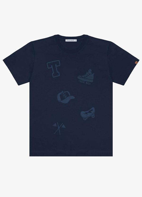 Trick Nick - Camiseta Infantil em Meia Malha Azul