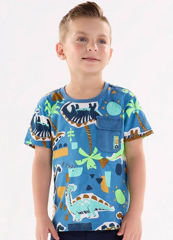 Up Baby - Camiseta Infantil em Meia Malha Azul