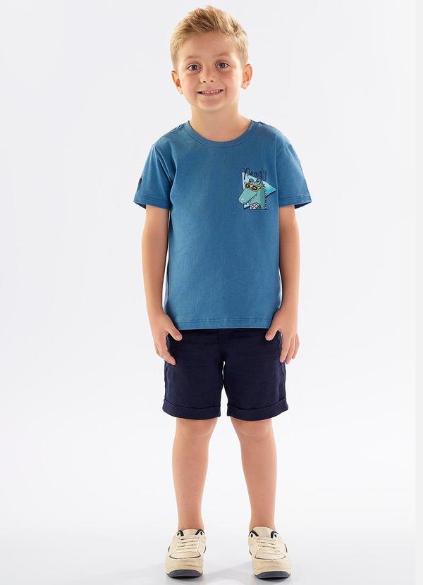 Up Baby - Camiseta Infantil em Meia Malha Azul