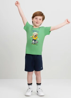 Quimby - Camiseta Infantil em Meia Malha Brasil Verde - QUIMBY