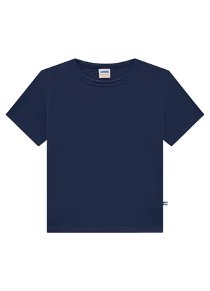 Marlan - Camiseta Infantil em Meia Malha Penteada Azul - MARLAN