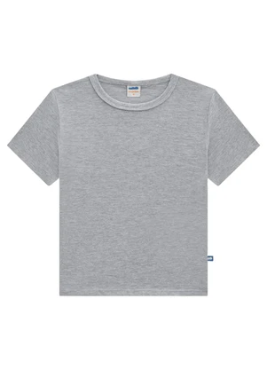 Marlan - Camiseta Infantil em Meia Malha Penteada Cinza - MARLAN