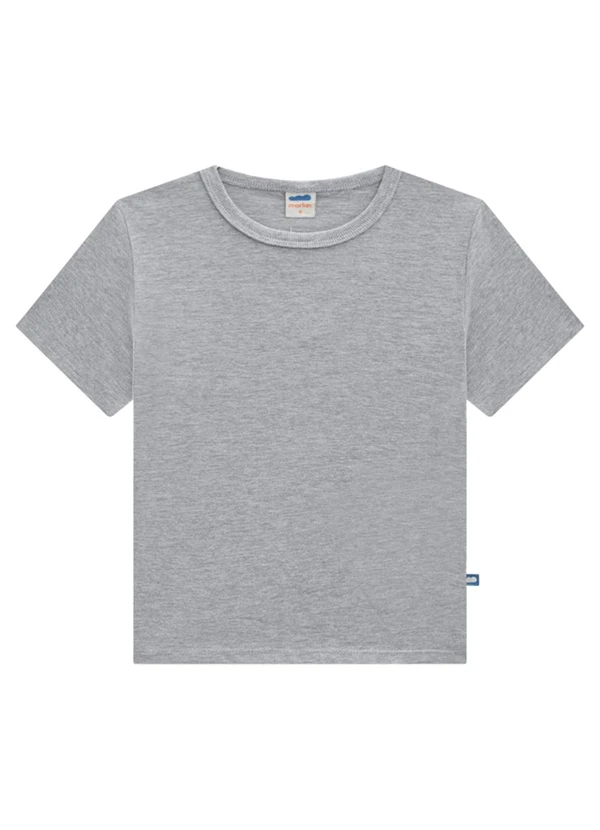 Marlan - Camiseta Infantil em Meia Malha Penteada Cinza