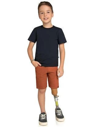 Marlan - Camiseta Infantil em Meia Malha Penteada Preto - MARLAN
