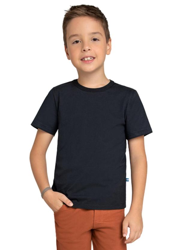 Marlan - Camiseta Infantil em Meia Malha Penteada Preto