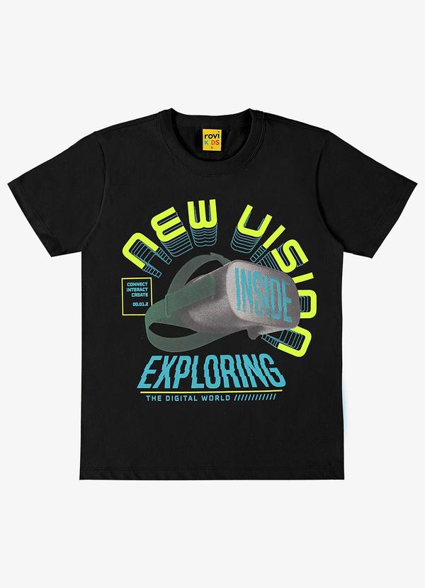 Rovi Kids - Camiseta Infantil em Meia Malha Preto