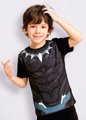 Torra - Camiseta Infantil Estampa Pantera Negra Preta - TORRA