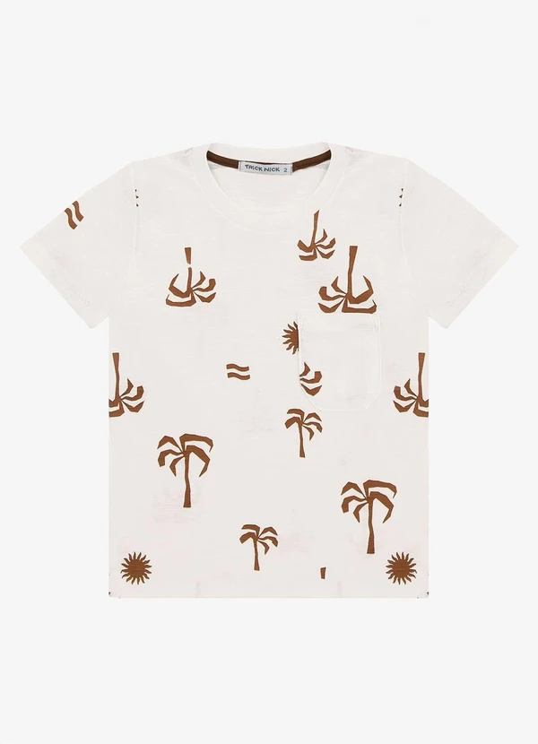 Trick Nick - Camiseta Infantil Flamê Estampada Bege