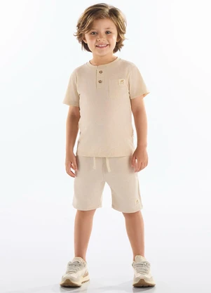 Up Baby - Camiseta Infantil Malha Linho Bege - UP BABY