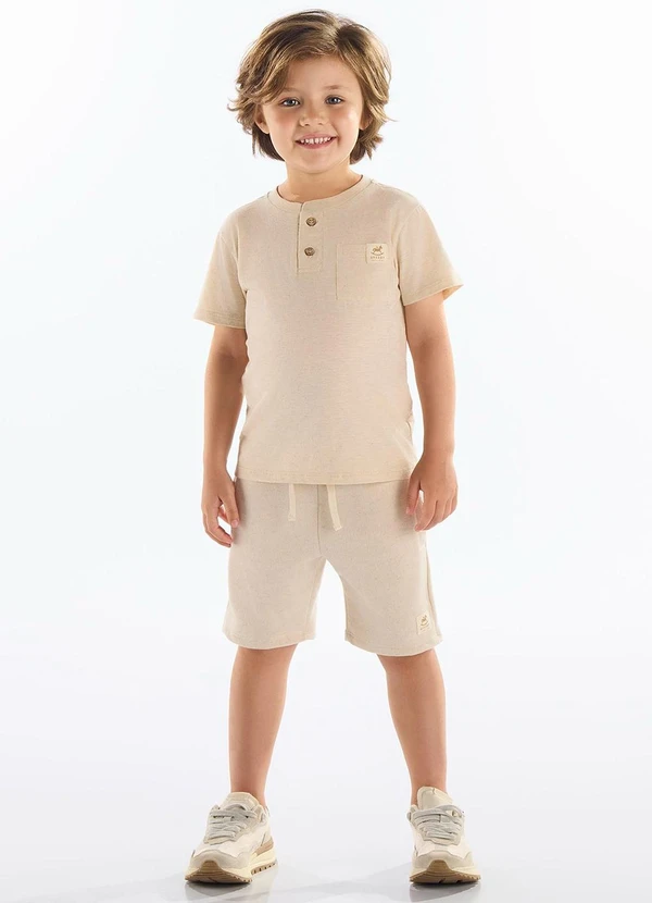 Up Baby - Camiseta Infantil Malha Linho Bege 2