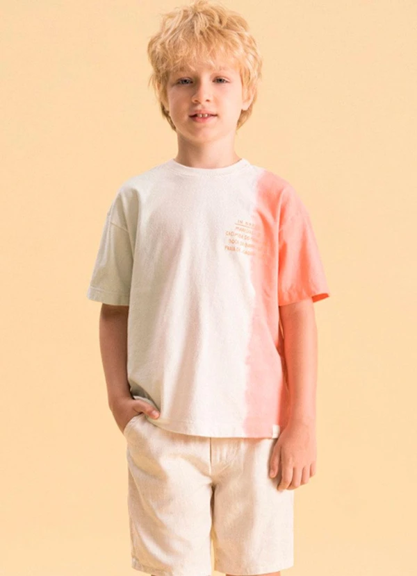 Bugbee - Camiseta Infantil Malhão Tie Dye Coral Vermelho