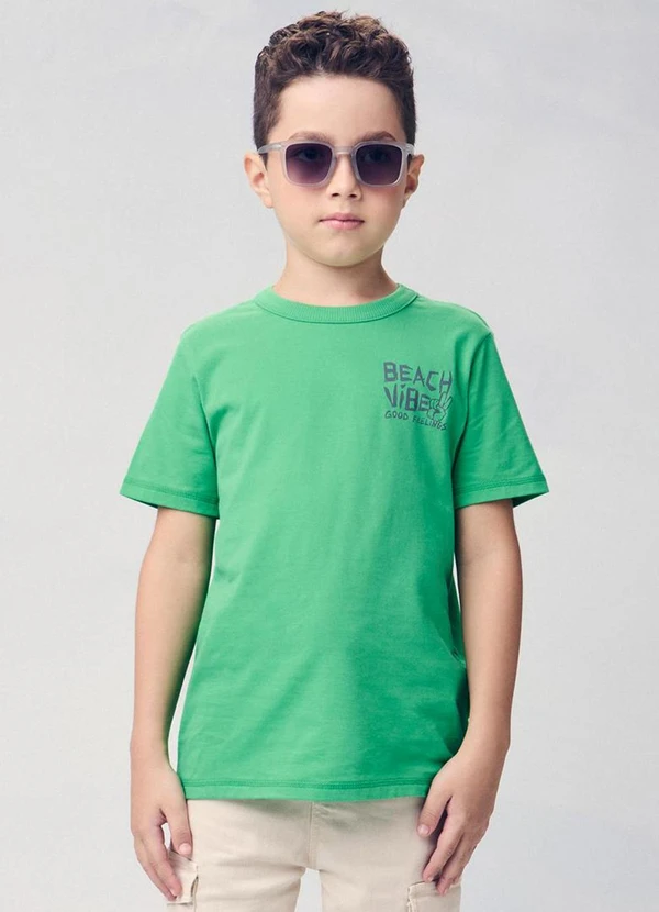 Youccie - Camiseta Infantil Manga Curta Beach Vibe Verde 1