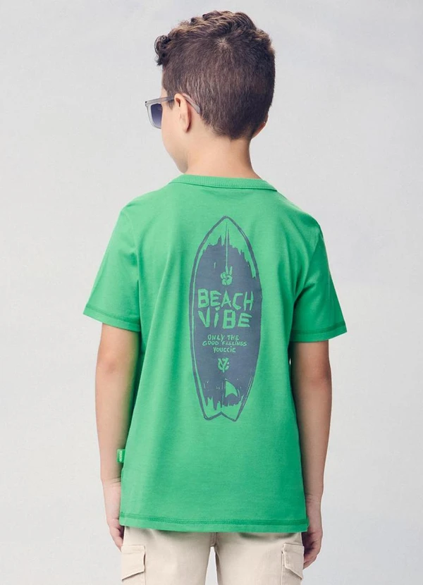 Youccie - Camiseta Infantil Manga Curta Beach Vibe Verde 2
