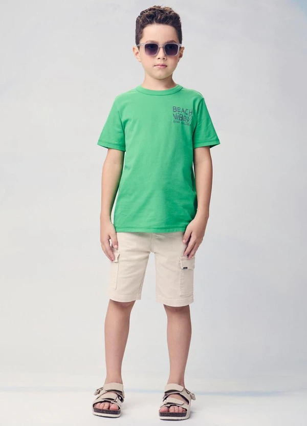 Youccie - Camiseta Infantil Manga Curta Beach Vibe Verde 3