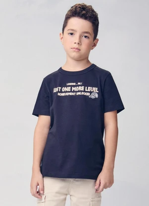 Youccie - Camiseta Infantil Manga Curta Estampada Preto - YOUCCIE