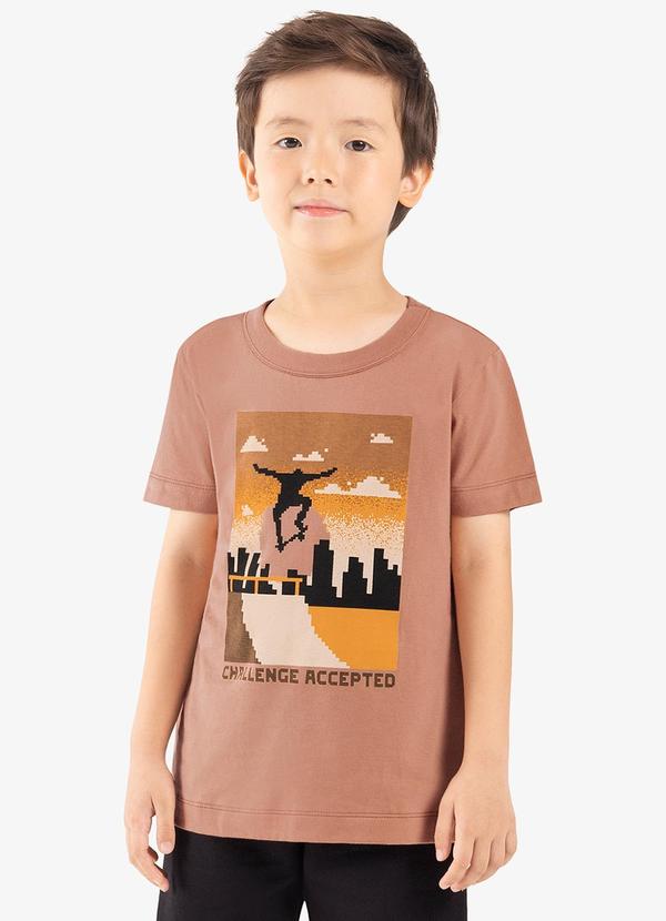 Rovi Kids - Camiseta Infantil Manga Curta Marrom