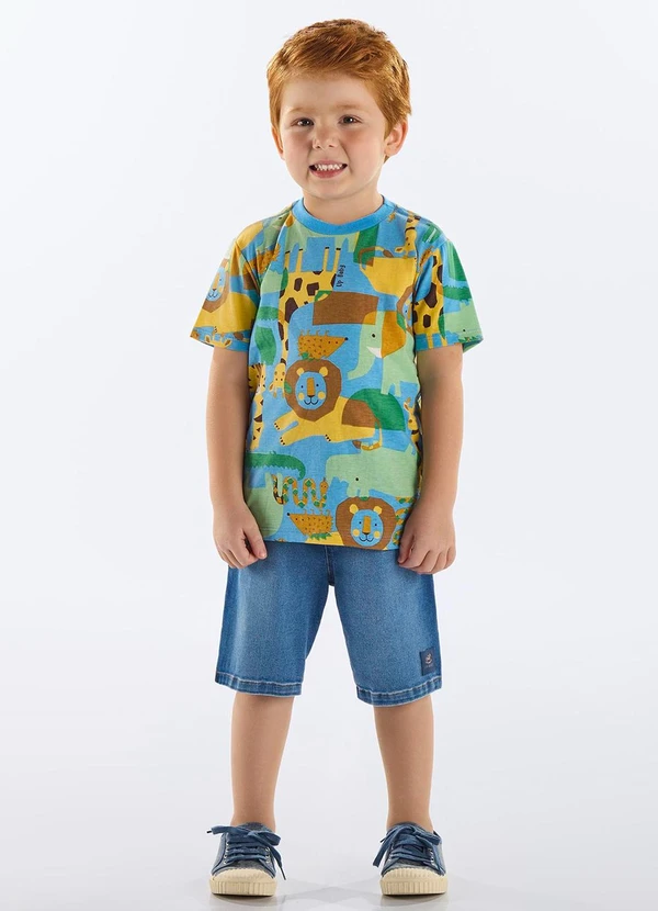 Up Baby - Camiseta Infantil Masculina Algodão Azul 2