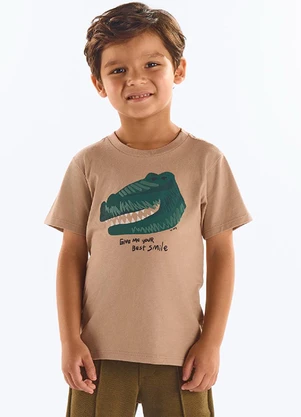 Up Baby - Camiseta Infantil Masculina Algodão Bege - UP BABY