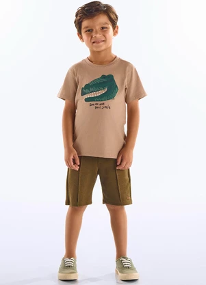Up Baby - Camiseta Infantil Masculina Algodão Bege - UP BABY