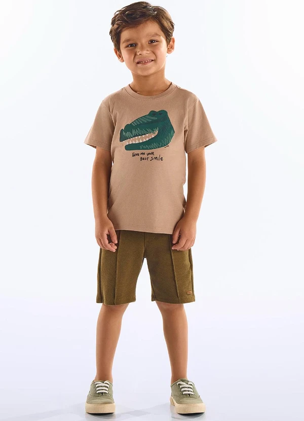 Up Baby - Camiseta Infantil Masculina Algodão Bege 2