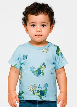 Infinita Cor - Camiseta Infantil Masculina Animais Azul - INFINITA COR