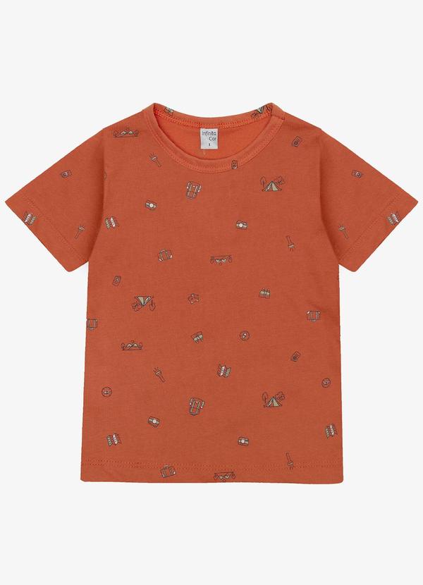 Infinita Cor - Camiseta Infantil Masculina Animais Laranja