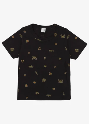 Infinita Cor - Camiseta Infantil Masculina Animais Preto - INFINITA COR