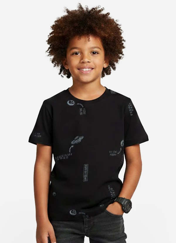 Infinita Cor - Camiseta Infantil Masculina Animais Preto