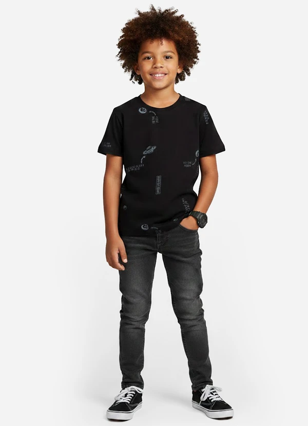 Infinita Cor - Camiseta Infantil Masculina Animais Preto 3