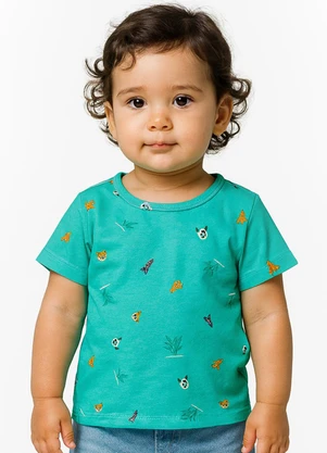 Infinita Cor - Camiseta Infantil Masculina Animais Verde - INFINITA COR