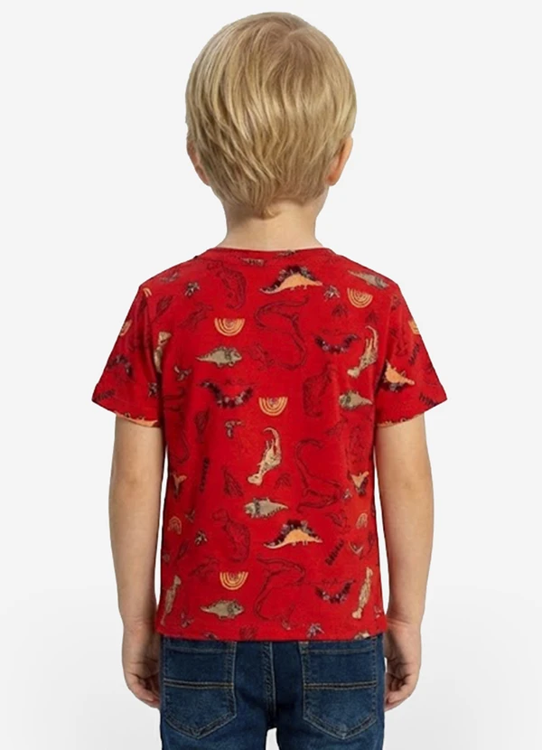 Infinita Cor - Camiseta Infantil Masculina Animais Vermelho 2
